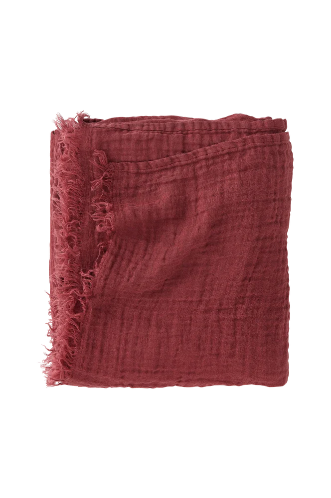 Sengeteppe / pledd Candice Muslin - Rød - Tekstiler | m v:8322917