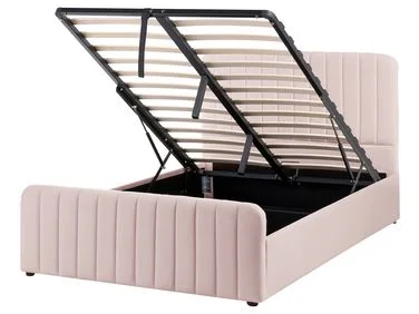 Seng med oppbevaring LUNAN Pastellrosa 120 x 200 cm v:5067230