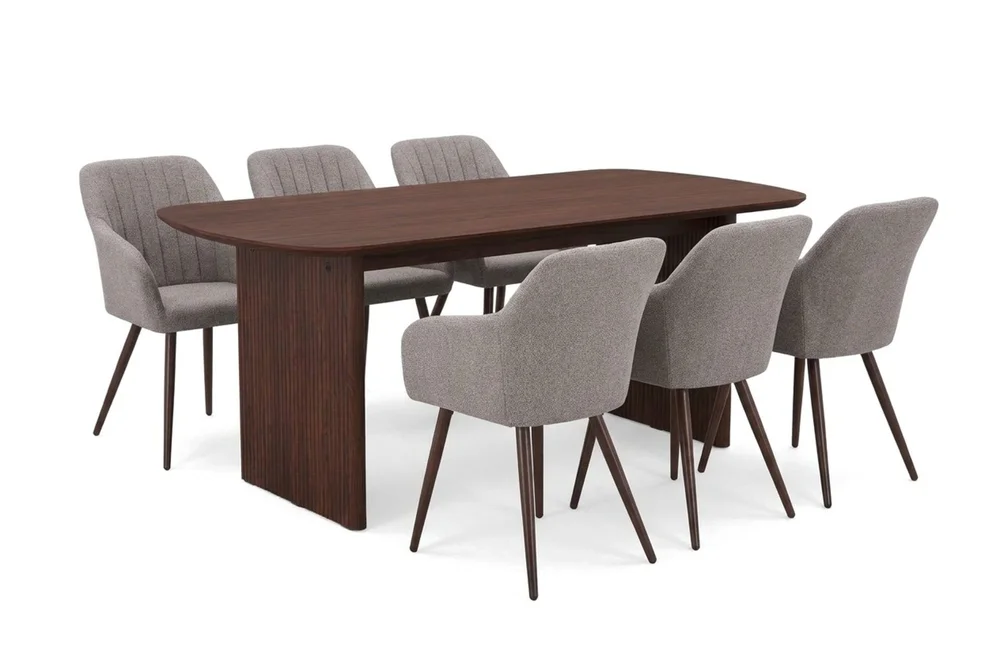 Alma spisegruppe rektangulær 180 cm valnøtt med 6 Filippa spisestoler v:9675476 Alma spisegruppe rektangulær 180 cm valnøtt med 6 Filippa spisestoler v:9675476
