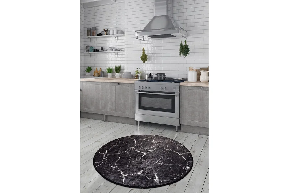 Rund Matte Marmor - Svart v:5017777