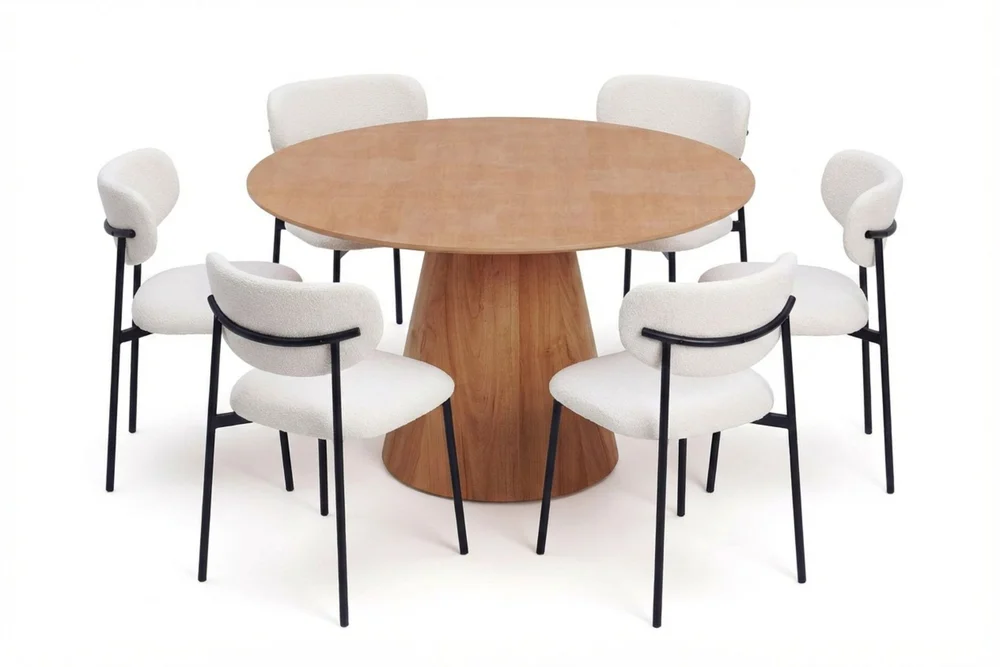 Siena spisegruppe rund 130 cm eik med 6 Lucy spisestoler v:3660416