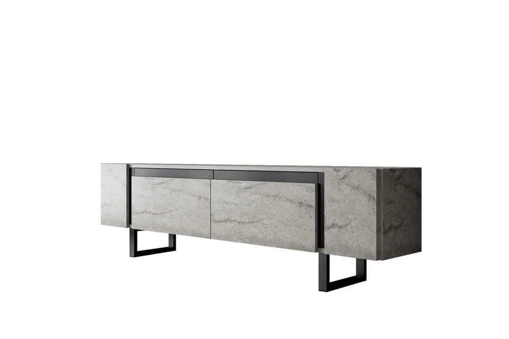 TV-bord Sozi Travertin / Svart v:8767864