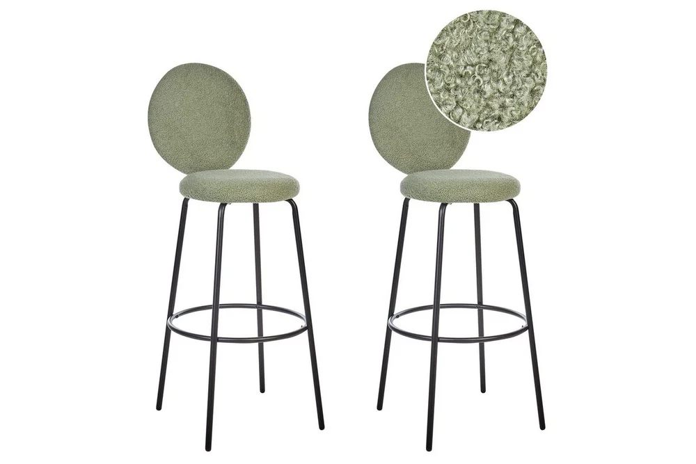 Barstol Beliani Emery set om 2 Beige-Svart Light green v:3256370 Barstol Beliani Emery set om 2 Beige-Svart Light green v:3256370