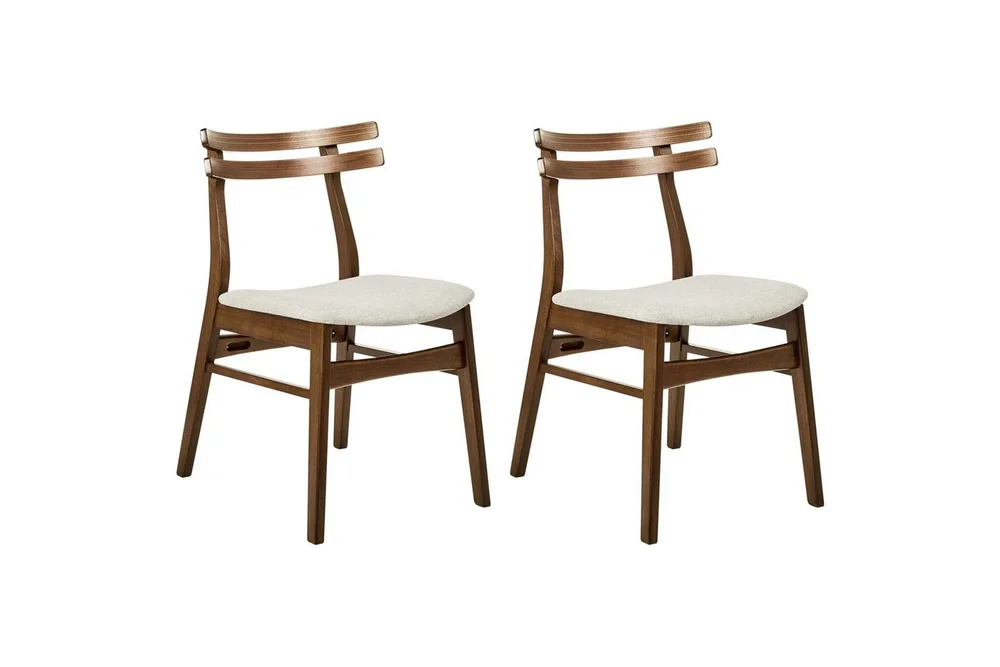 Matsalsstol Beliani Cynthiana set om 2 Ljus Trä-Grå Ljusbeige v:4442876