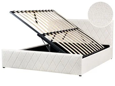 Seng med oppbevaring ROCHEFORT Bouclé Off white 180 x 200 cm v:251850