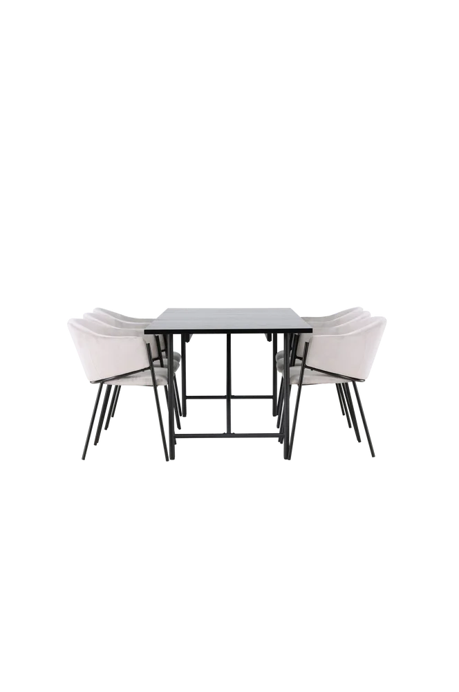 Spisegruppe Astrid med 6 stk stoler Evelina – Svart m v:3173412 Spisegruppe Astrid med 6 stk stoler Evelina – Svart m v:3173412