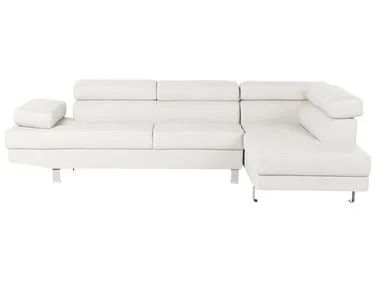 Hjørnesofa 5-seters NORREA Kunstskinn Hvit Venstrevendt v:8521823