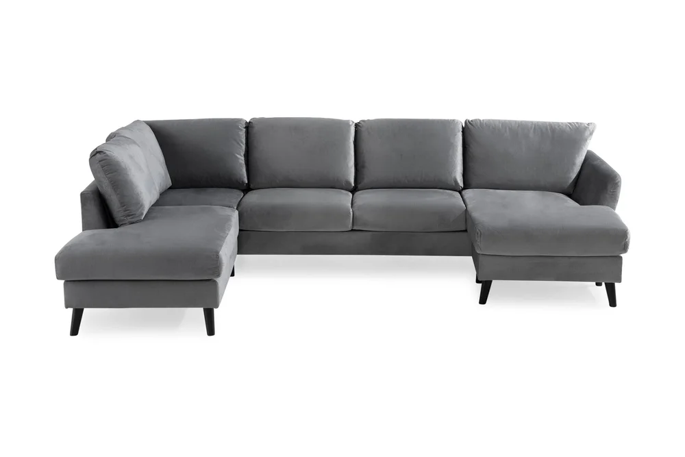 Trend 4-seters Venstrevendt U-formet Sofa med Divan og Sjeselong i Fløyel v:7693868 Trend 4-seters Venstrevendt U-formet Sofa med Divan og Sjeselong i Fløyel v:7693868