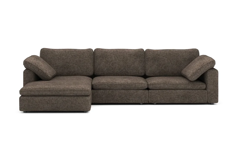Visby 4-seters L-formet dyp vendbar sofa med sjeselong i stoff v:1203870