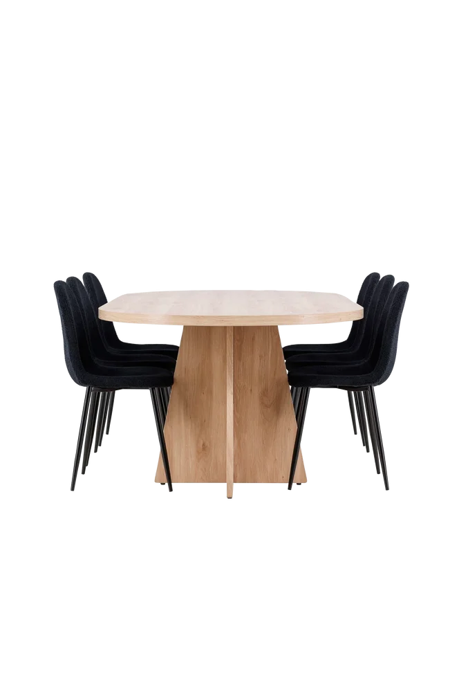 Bootcut spisebord med Polar spisestol – Svart m v:9571644