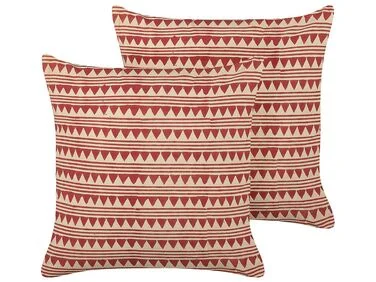 Sett med 2 pynteputer DEGLUPTA 45 x 45 cm Bomull Rød Chevron-mønster v:3269556
