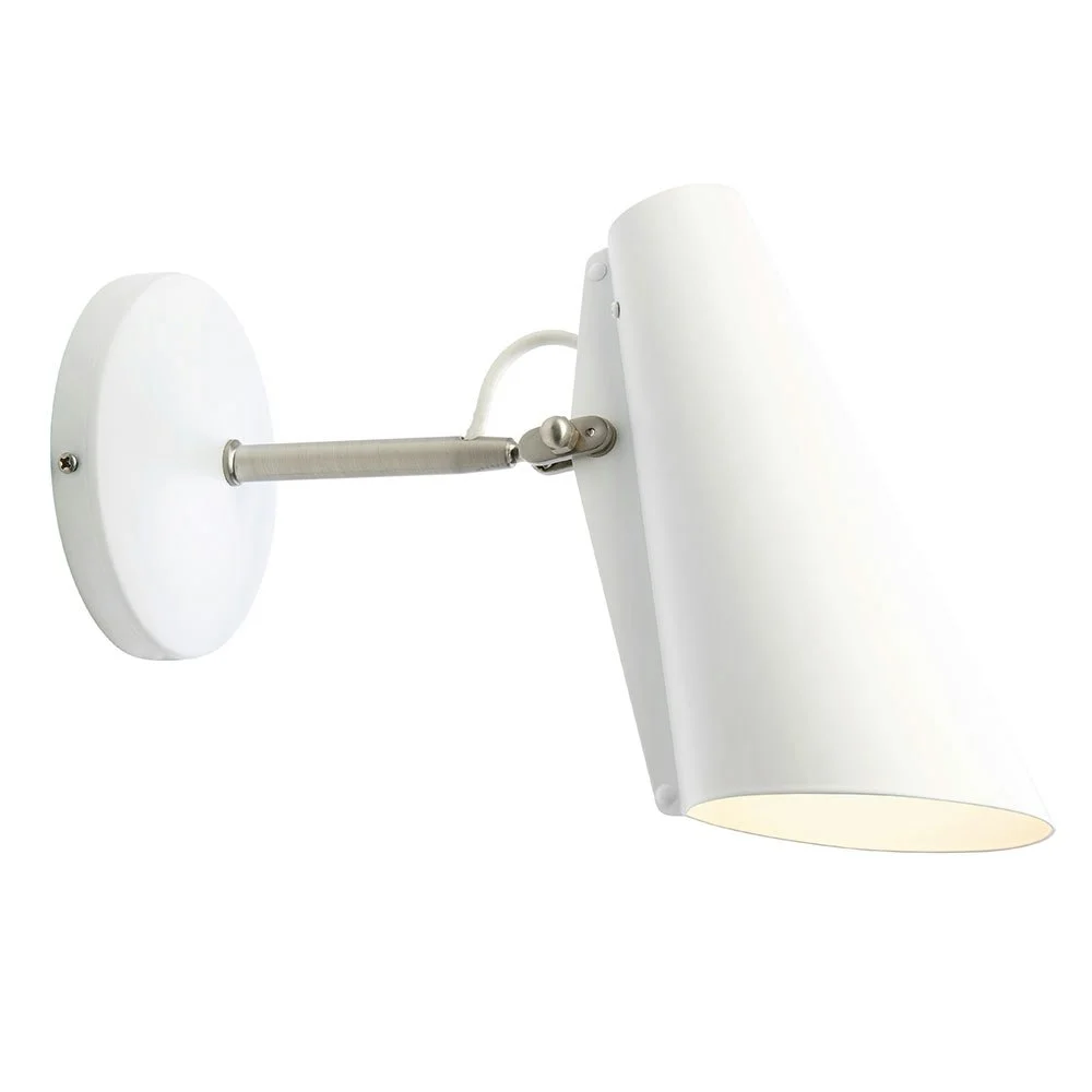 Birdy Vegglampe Kort Arm, Hvit/Metallic v:2927756