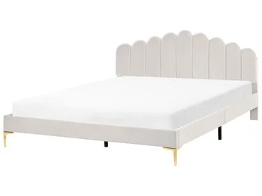 Seng Fløyel SAUVIAN 180 x 200 cm Off white v:5290450 Seng Fløyel SAUVIAN 180 x 200 cm Off white v:5290450