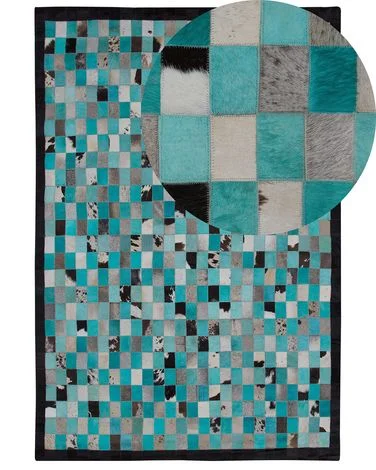Teppe NIKFER Turkis 160 x 230 cm Ekte skinn v:4646681