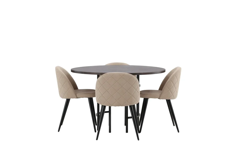 Copenhagen Spisegruppe 115 cm Rund med 4 Velvet Stoler v:6447445