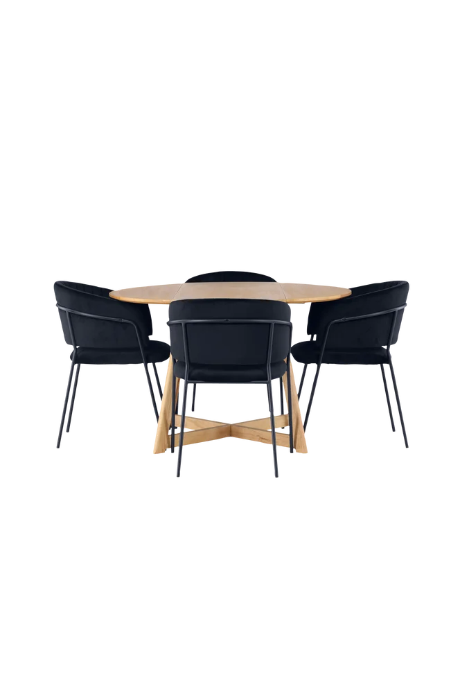 Spisegruppe Yadikon med 4 stk stoler Selma – Brun m v:1872534 Spisegruppe Yadikon med 4 stk stoler Selma – Brun m v:1872534