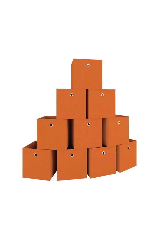 Sett med 10 sammenleggbare bokser Boxas - Orange m v:7964316