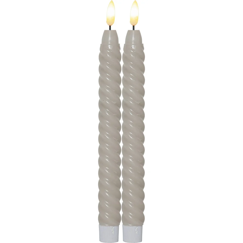 Flamme Swirl LED Antikklys 25 cm 2-pk, Beige v:9777955 Flamme Swirl LED Antikklys 25 cm 2-pk, Beige v:9777955