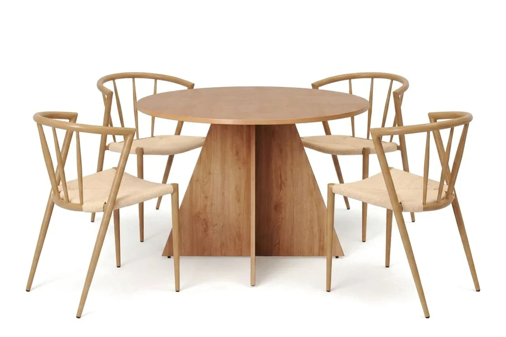 Vera spisegruppe rund 110 cm eik med 4 Winston spisestoler v:5157107